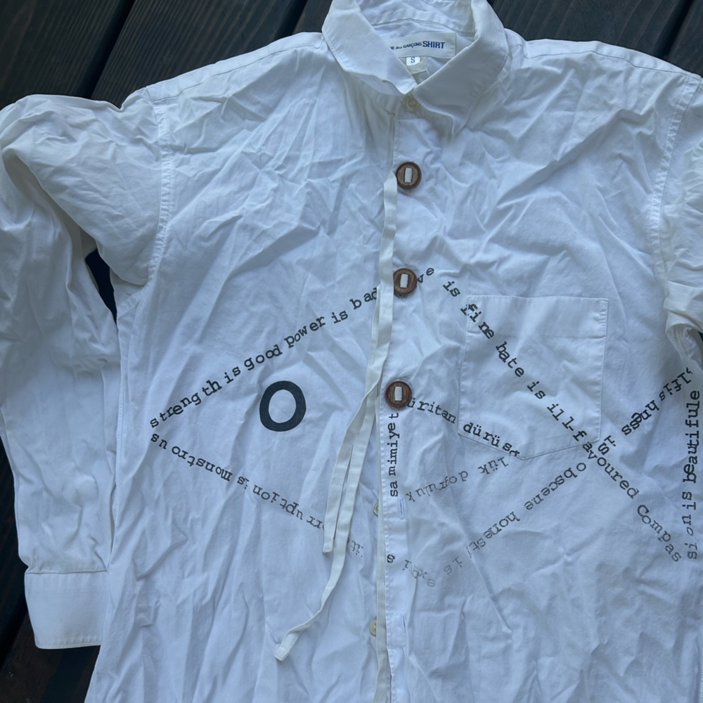 Comme des Garcons White Printed Button-Up Shirt